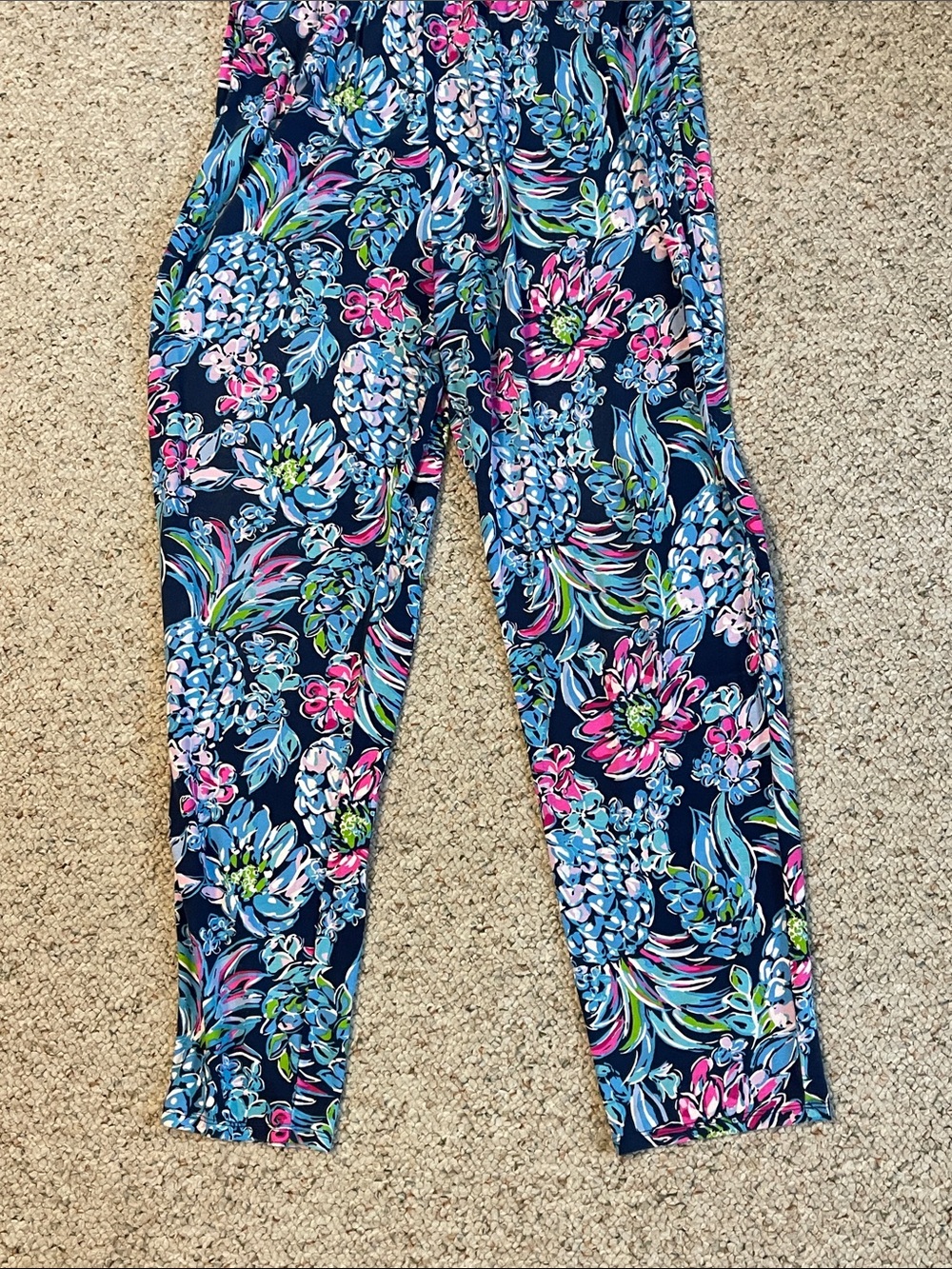 Lilly Pulitzer Navy Floral Off-Shoulder Jumpsuit with Pink & Light Blue Accents - Picture 6 of 10